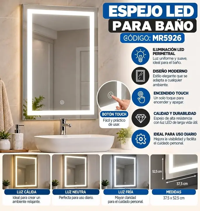 Espejo vertical con LED MR829-1