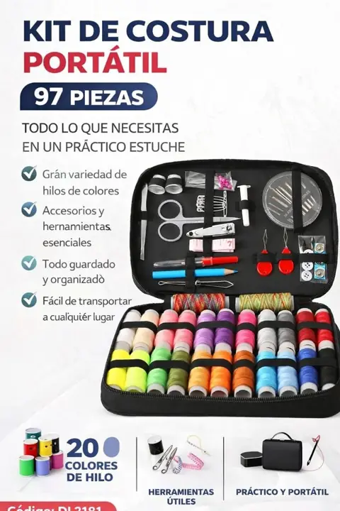 Set Estuche Costura 128 Piezas Kit Agujas Costurer