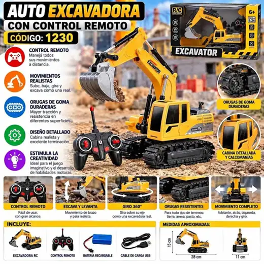 Auto excavadora con control