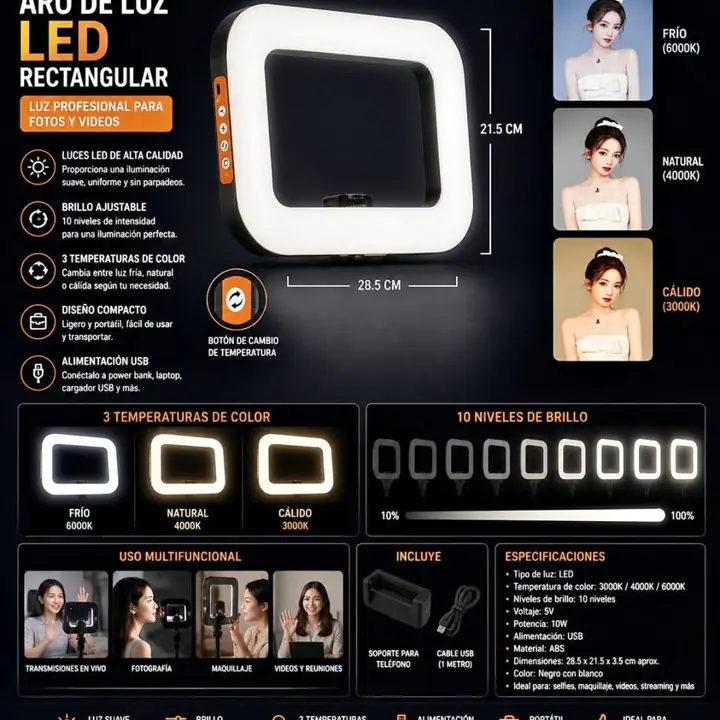 Aro de luz LED rectangular