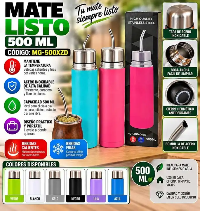 Mate listo de 500 ML varios colores