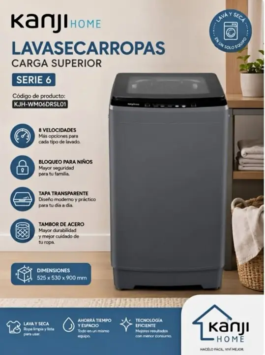 Lavasecarropas carga superior 6KG