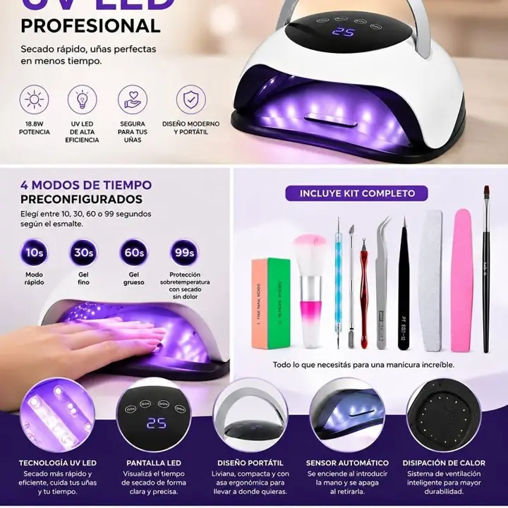 Cabina para uñas LED , incluye kit