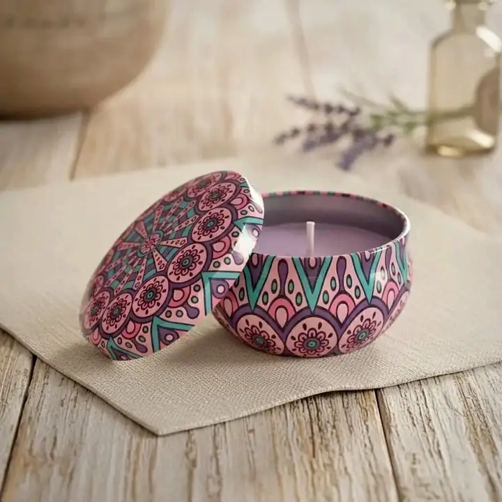 Velas aromaticas con diseño de mandala