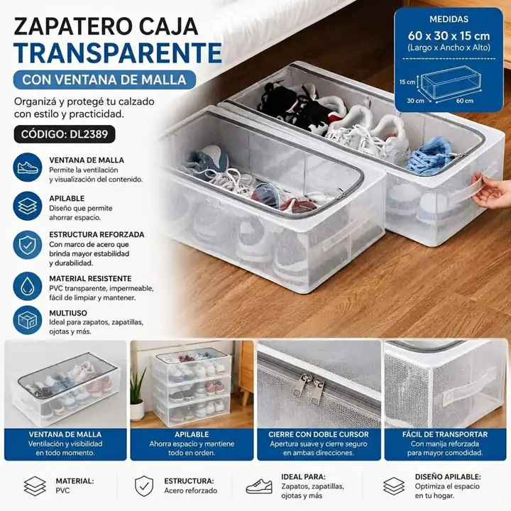 Zapatero caja transparente
