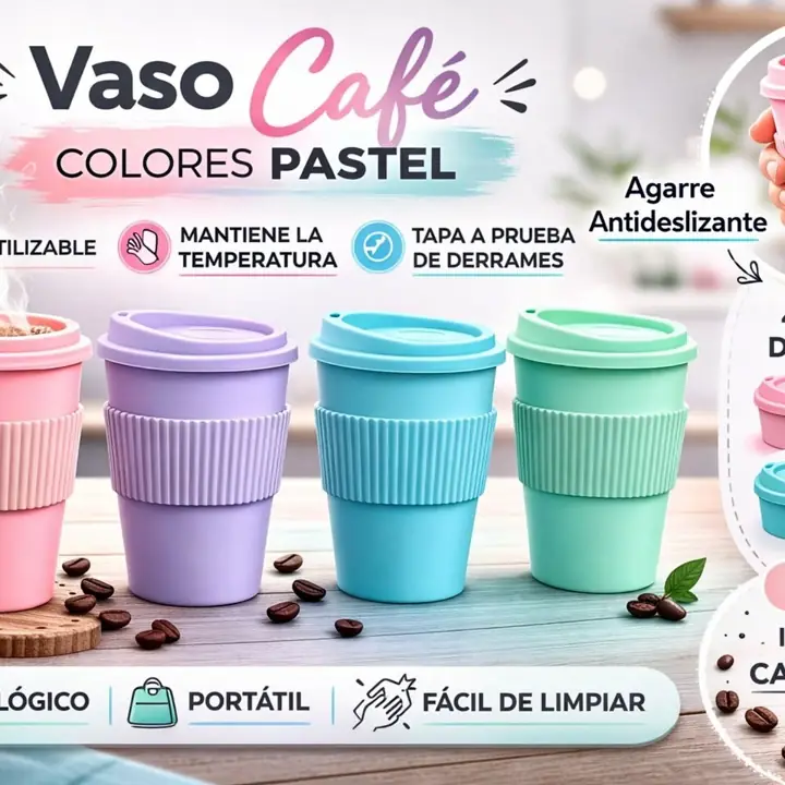 Vaso cafe colores pastel