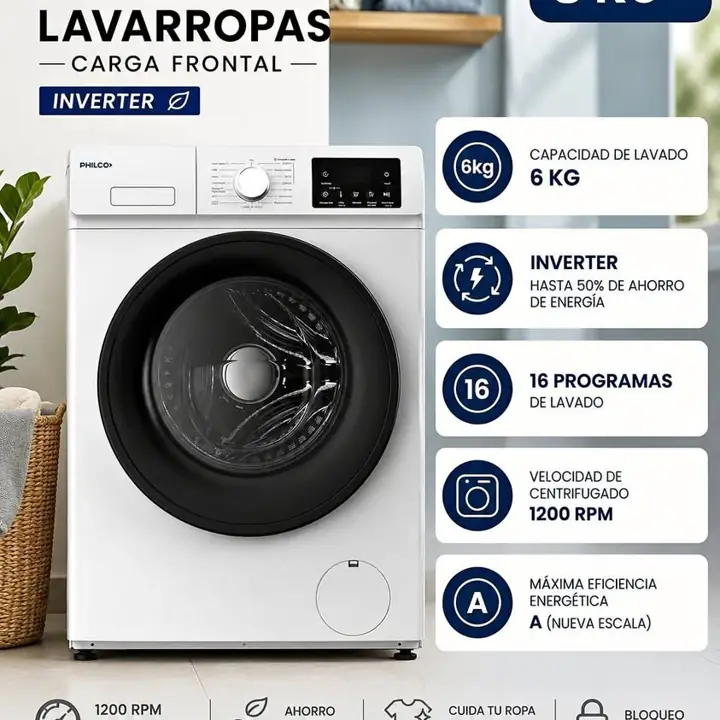 Lavarropas carga frontal 6KG Philco