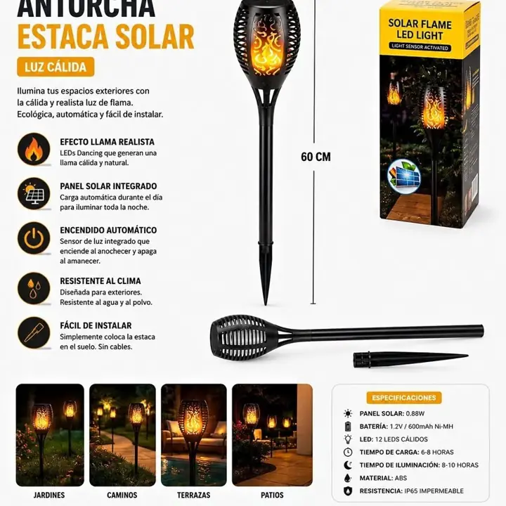 Antorcha estaca solar calida