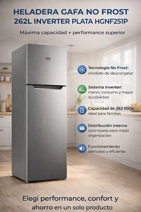 Heladera Gafa no frost 262L