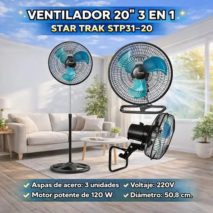 Ventilador 20" 3 en 1 - star trak - metal
