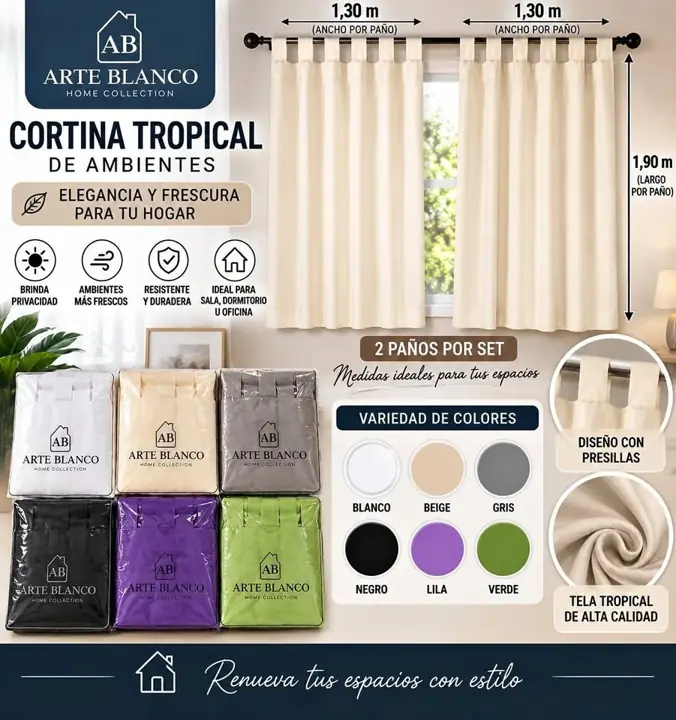 Cortina tropical de ambientes