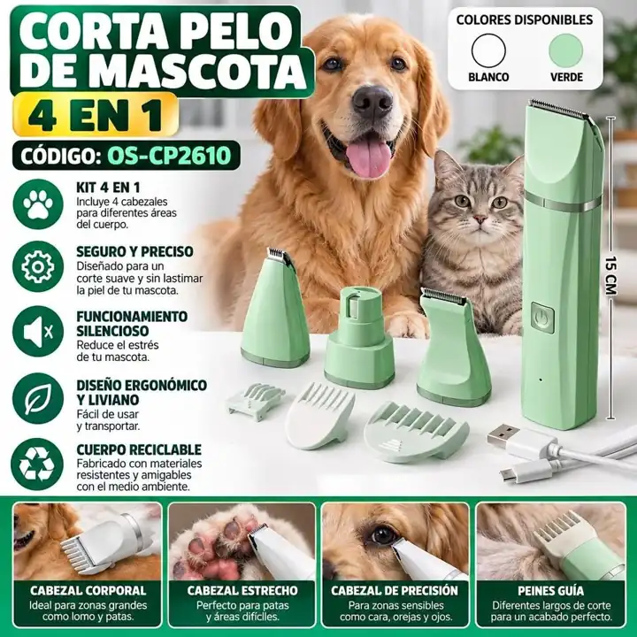 Corta pelo de mascota 4 en 1