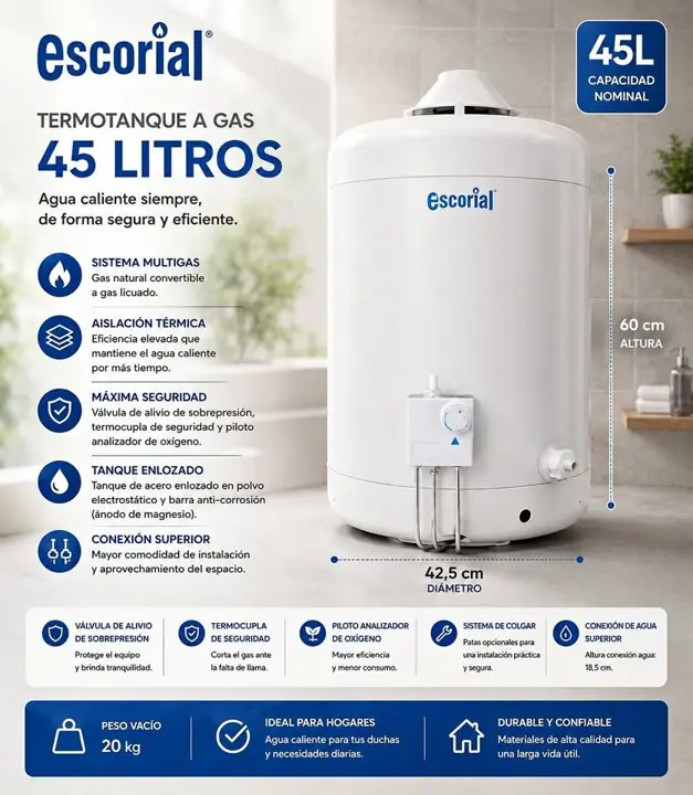 Termotanque a gas Escorial 45L