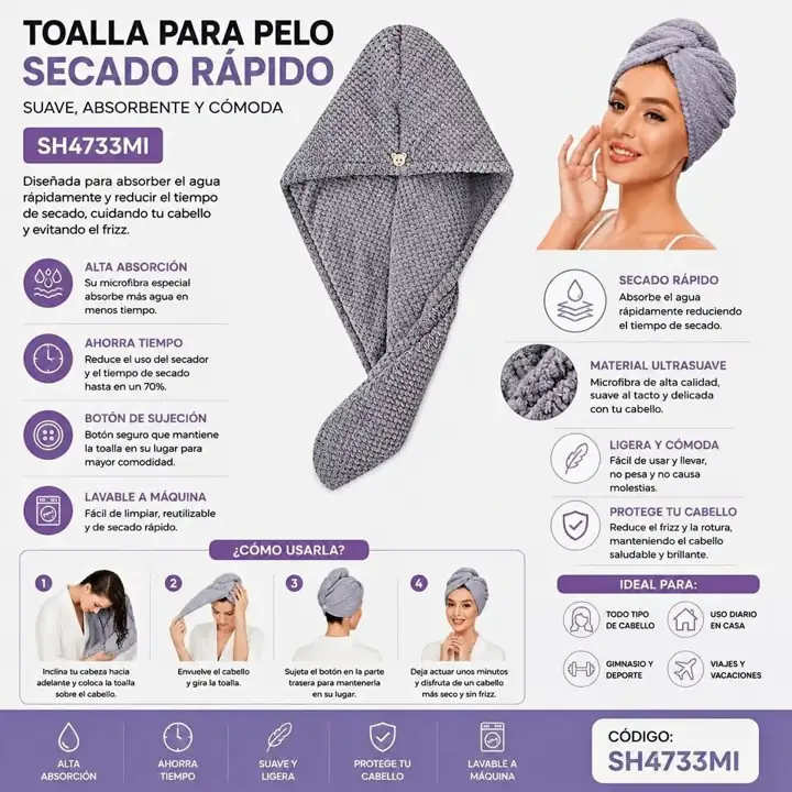 Toalla para pelo secado rapido