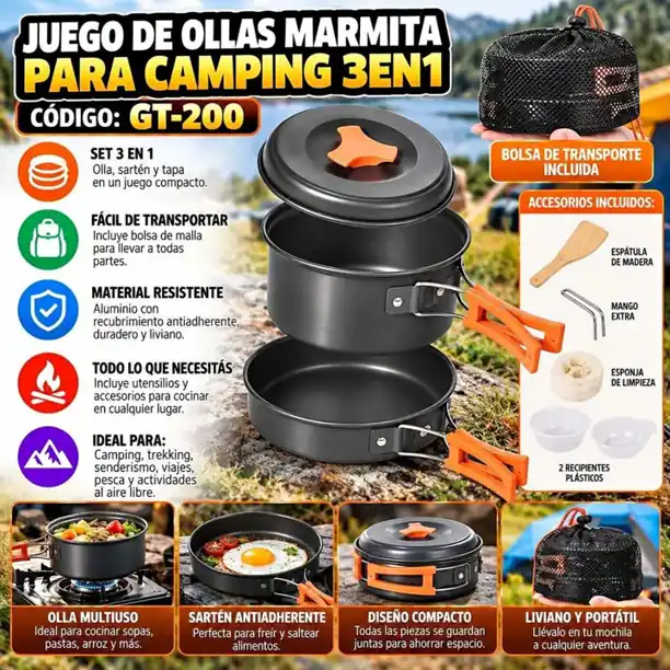 Set de marmita ollas para camping DS-200 GT-200