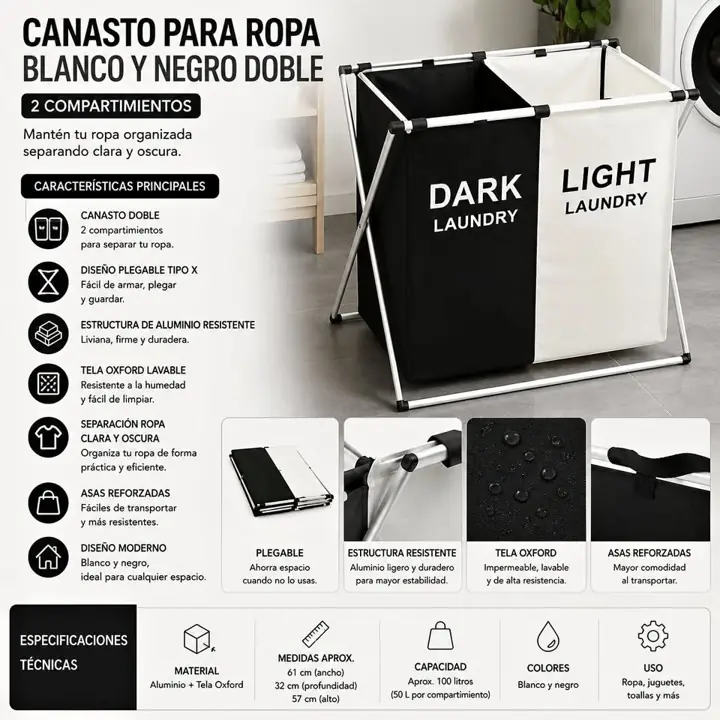 Canasto para ropa byn doble