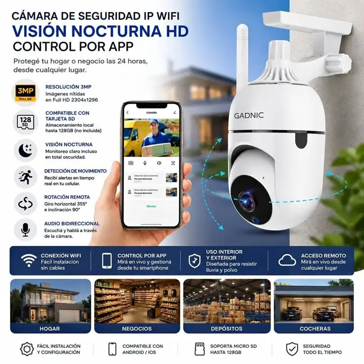 Camara de seguridad IP WiFi Gadnic