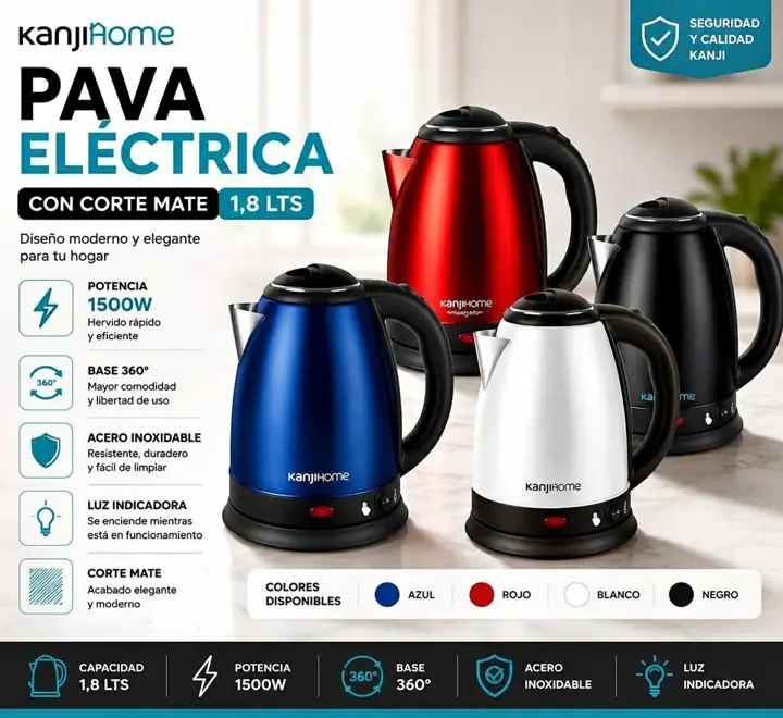 Pava electrica con corte mate - colores - PE15003m
