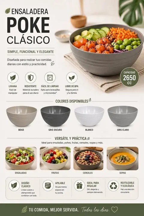 Ensaladera 2650CC poke clasico tupper bolw