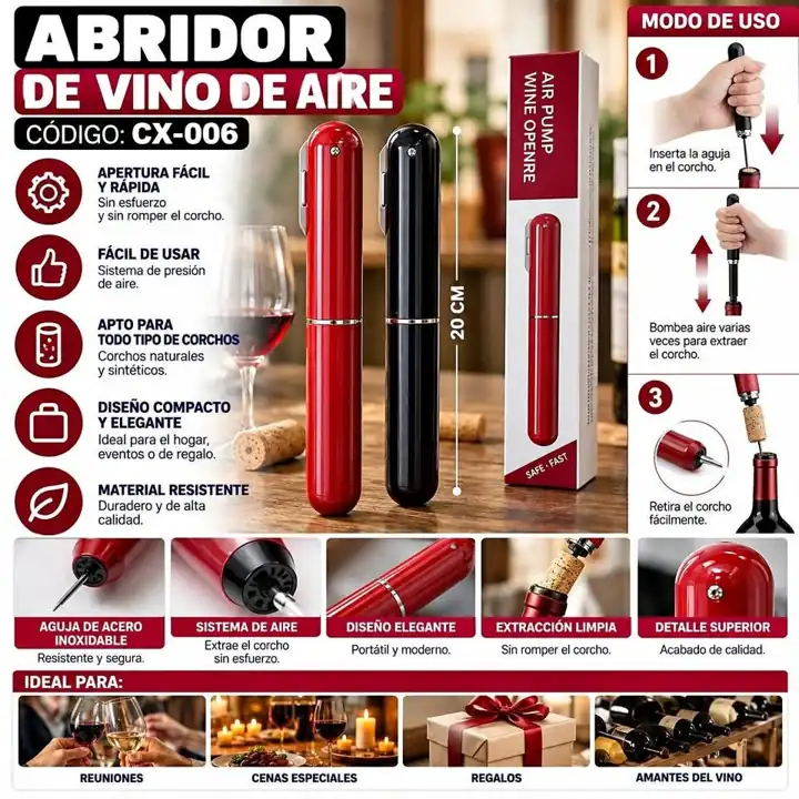 Abridor de vino de aire