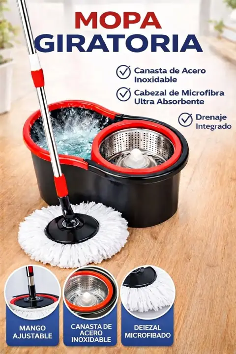 Mopa centrifuga 360 GRADOS solo con 1 mopa