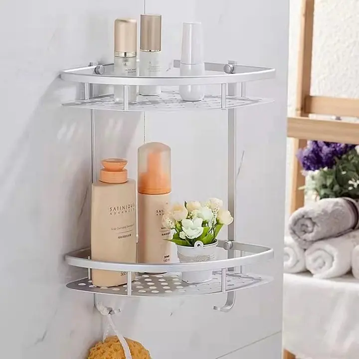 Esquinero para baño de aluminio gris