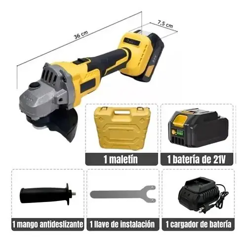 Amoladora angular inalambrica+ dos baterias recargables