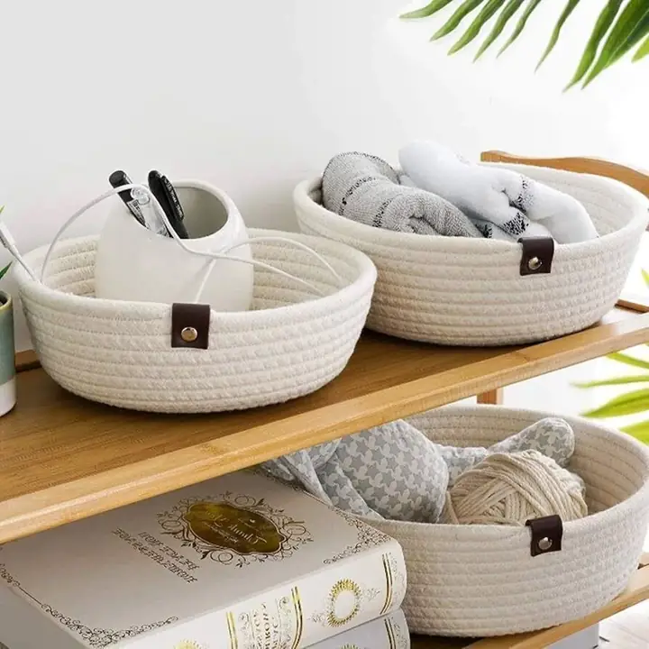Canasta de algodon organizador- panera