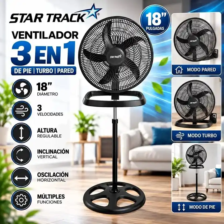 Ventilador 3 en 1 star trak 18PULGADAS