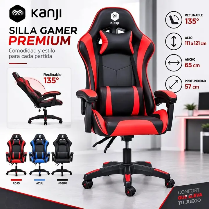 Silla gamer premium Kanji - regulable - varios col
