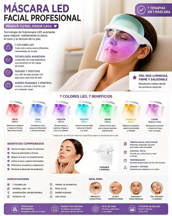 Mascara LED tratamiento facial fototerapia