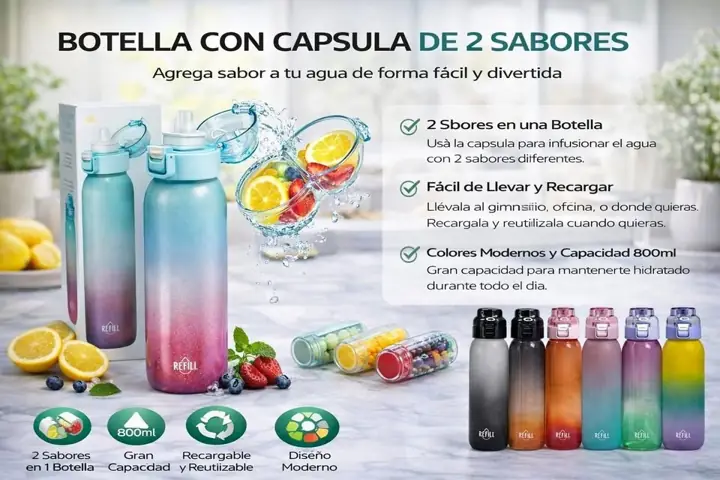 Botella con capsula de sabores