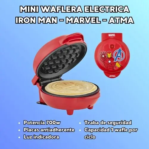 Mini waflera eletrica iron man Atma marvel