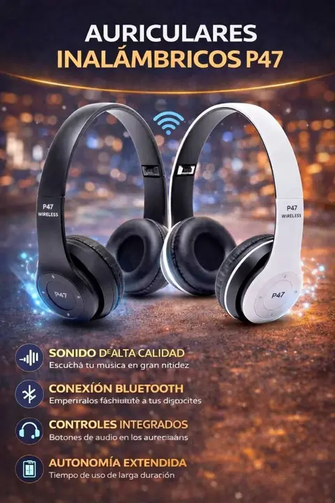 Auricular inalambrico P47 blanco o negro