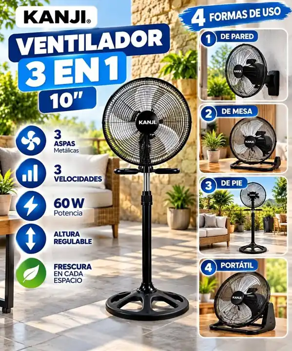 Kanji home ventilador 3 en 1 de 10 pulgadas