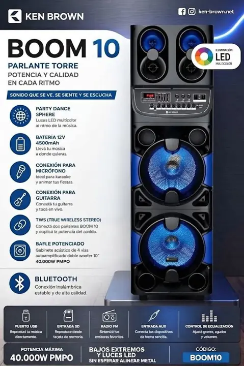 PARLANTE BOOM10 ( no anda la luz led )