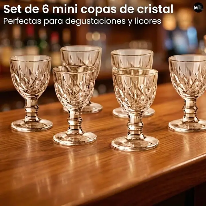 Set 6 mini copas de cristal