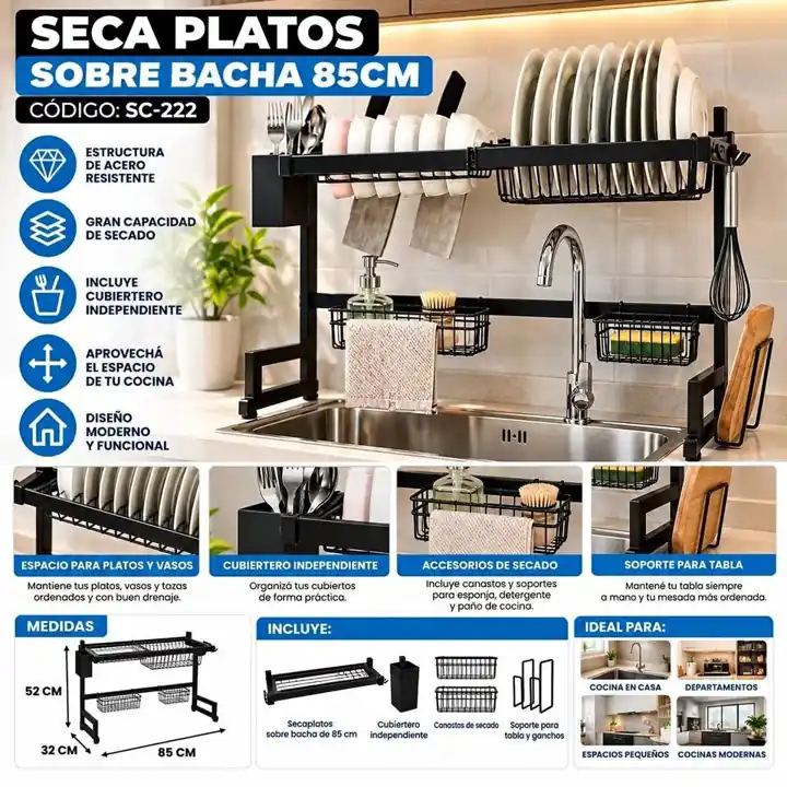 Seca platos sobre bacha 85CM