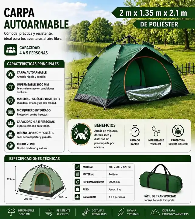 Carpa automatica mtl mediana verde