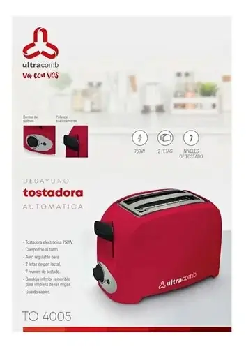 Tostadora automatica Ultracomb roja