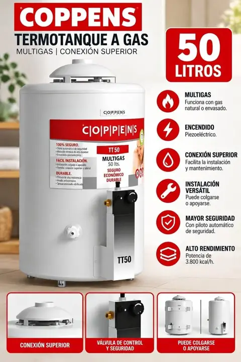 Termotanque a gas 50LITROS