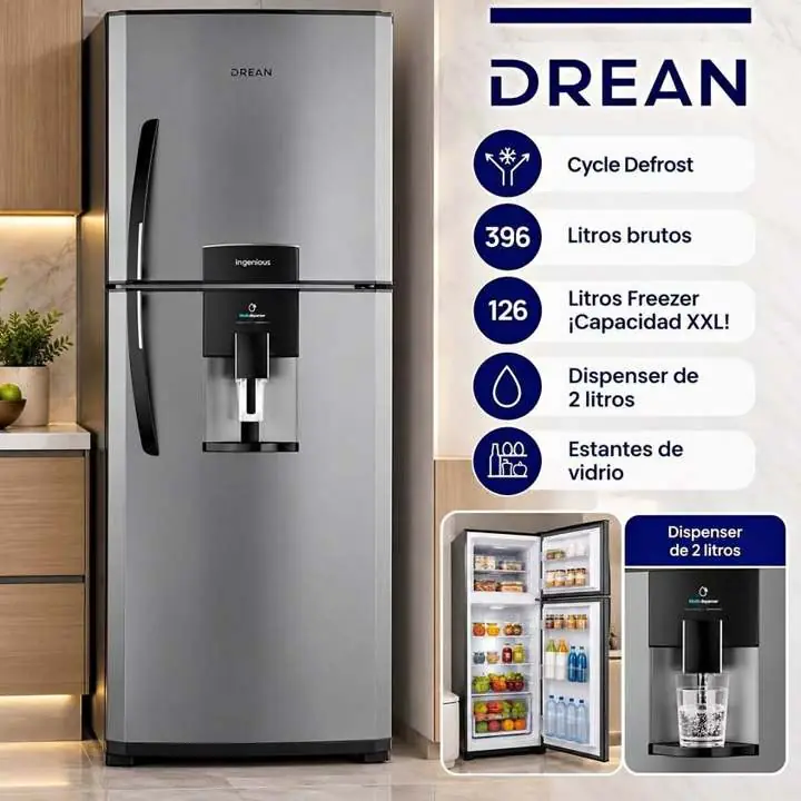 `Entrega inmediata` heladera Drean 396L silver C/dispenser