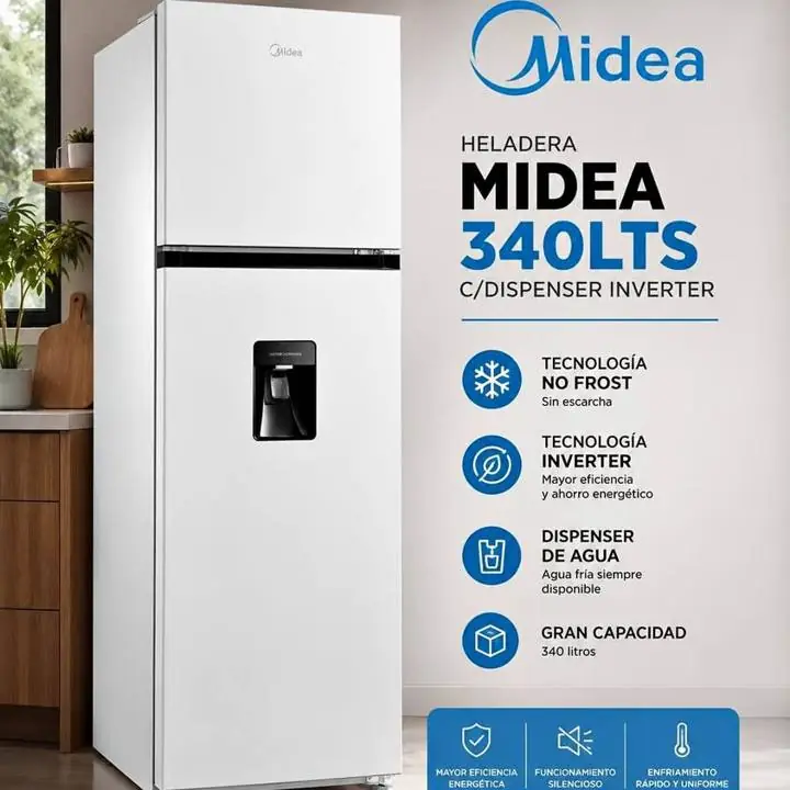`Entrega inmediata` heladera midea no frost inverter 340LTS C/dispenser blanca