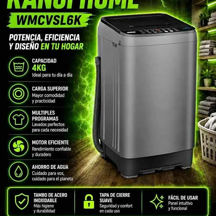 Lavarropas kanjihome 4KG carga superior