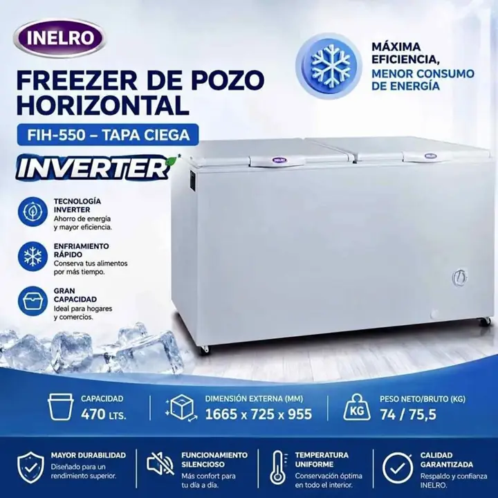 Freezer de Pozo Horizontal INELRO Tapa Ciega Inverter