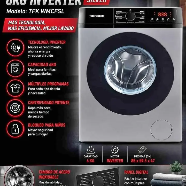 Lavarropas inverter Telefunken 6KG