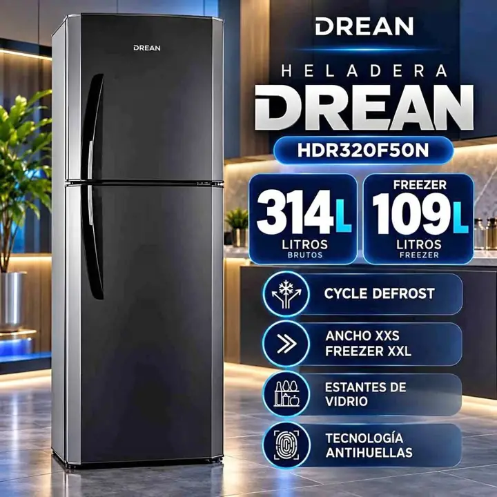 Heladera Drean HDR320F50N Black