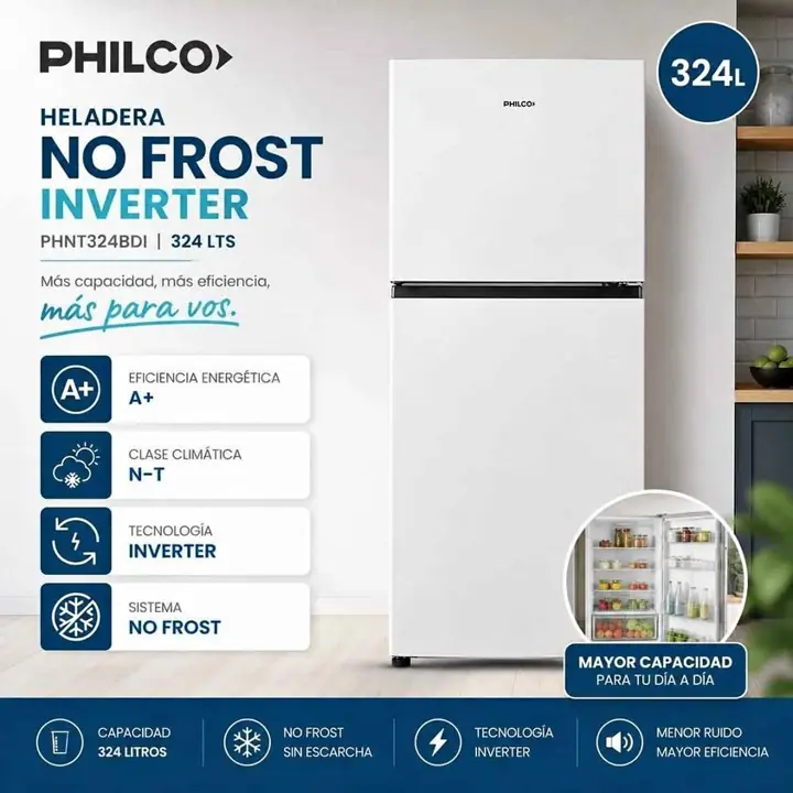 Heladera Philco No Frost 324Lts Inverter Blanco