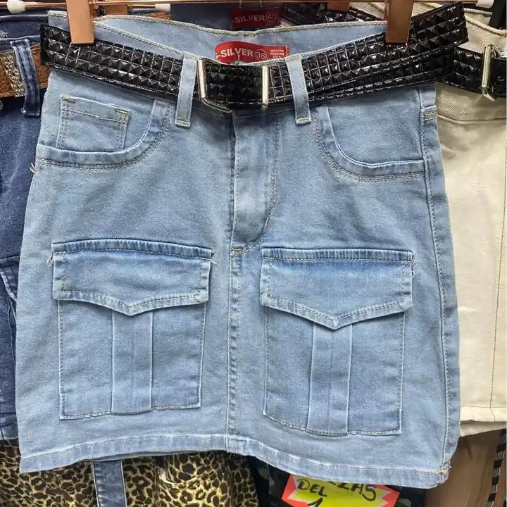 Pollera jeans d mujer elástisada