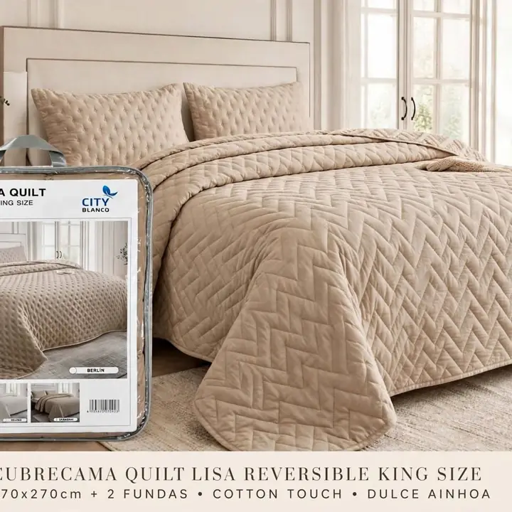 Cubrecama quilt lisa reversible king size city